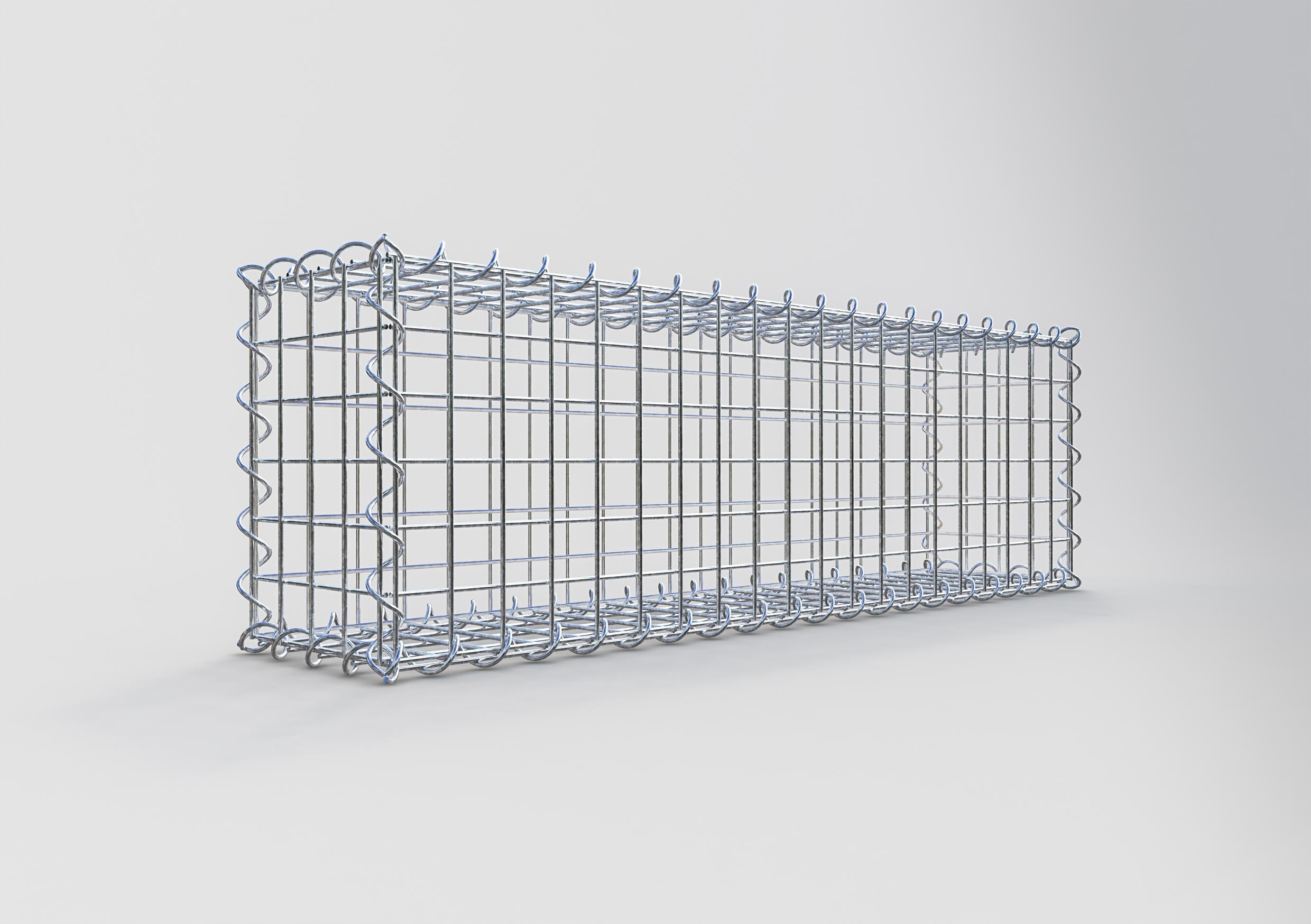 Gabion 100 cm x 30 cm x 20 cm (L x H x D), maskestørrelse 5 cm x 5 cm, spiral