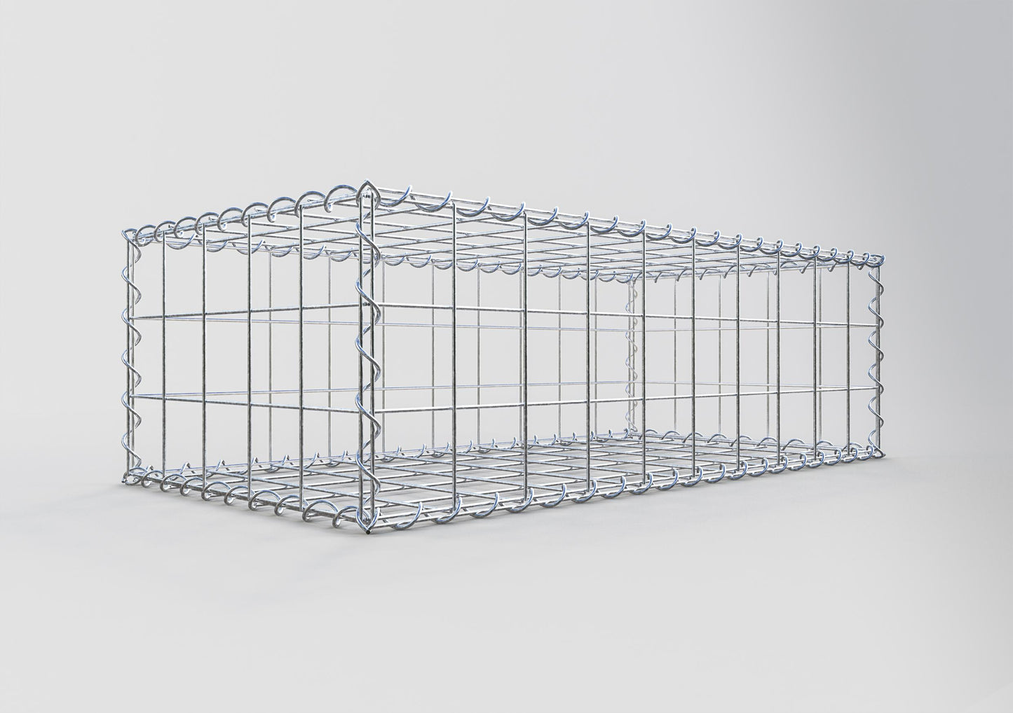 Gavión 100 cm x 30 cm x 50 cm (largo x alto x fondo), malla 10 cm x 10 cm, en espiral