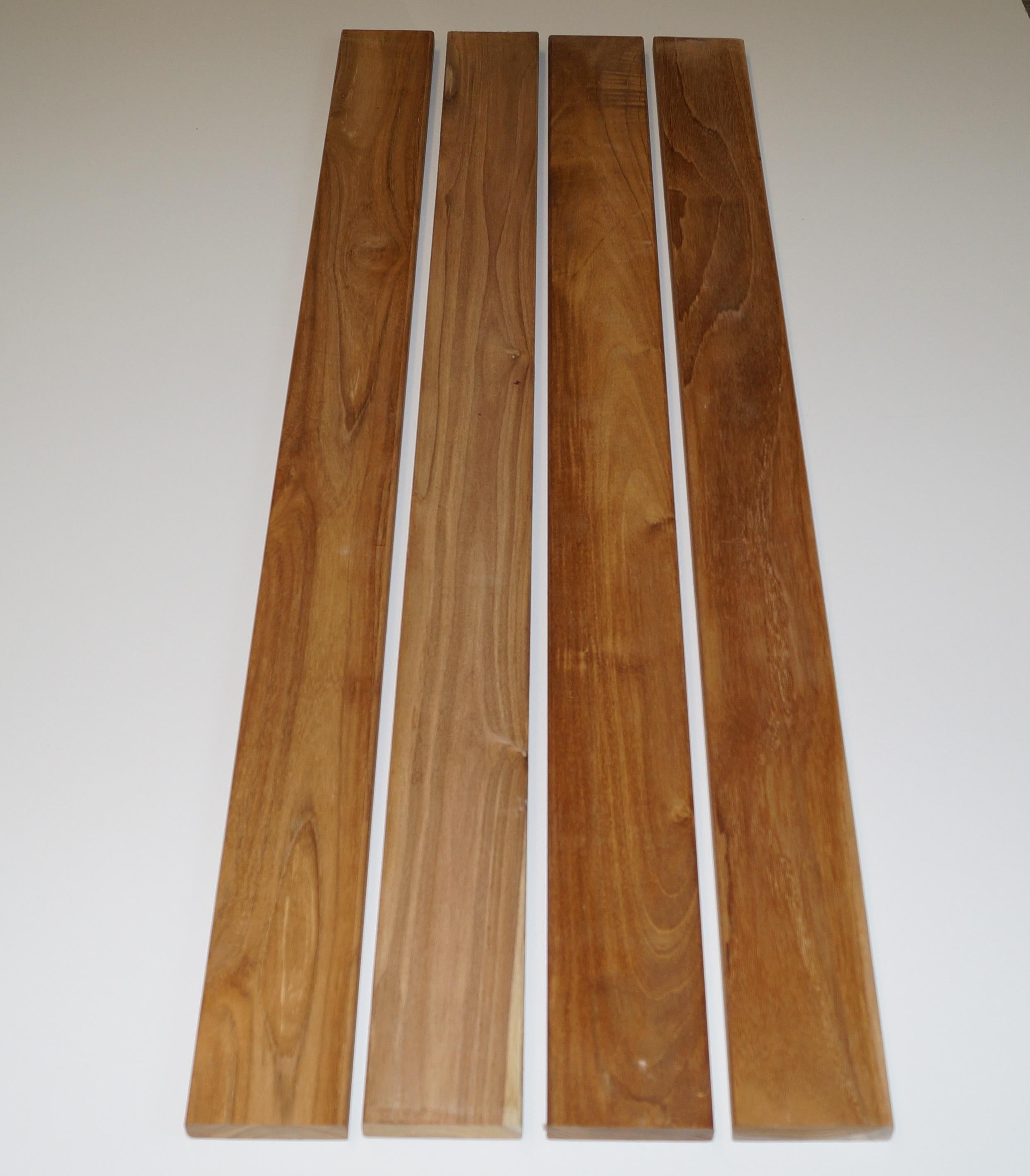 Bois TEAK pour banc 4 pièces découpées 115 x 9 x 2 cm