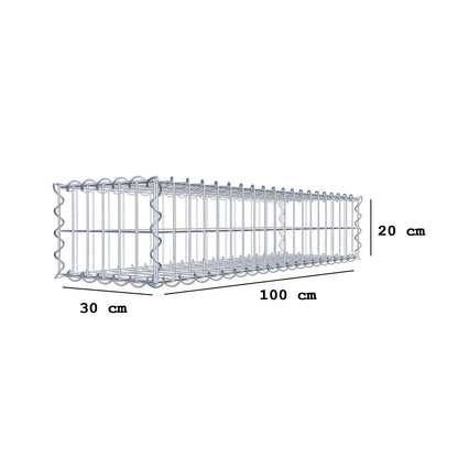 Gabione 100 cm x 20 cm x 30 cm (L x H x T), Maschenweite 5 cm x 10 cm, Spirale