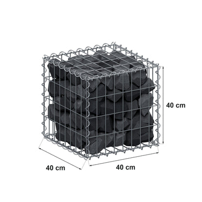 Gabion 40 cm x 40 cm x 40 cm (L x H x D), maskstorlek 5 cm x 10 cm, spiral