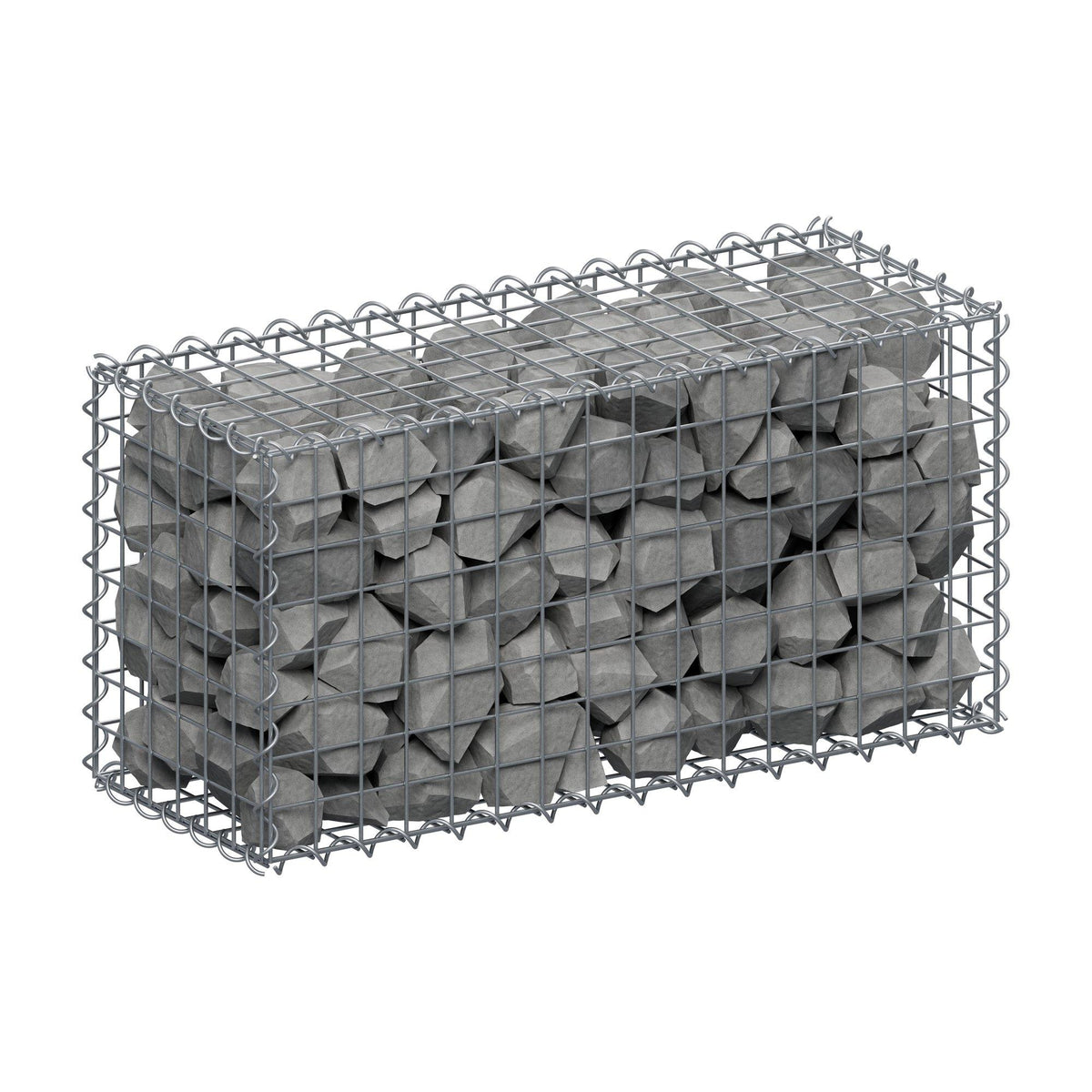 Schanskorf 80 cm x 40 cm x 30 cm (L x H x D), maaswijdte 5 cm x 5 cm, spiraalvormig