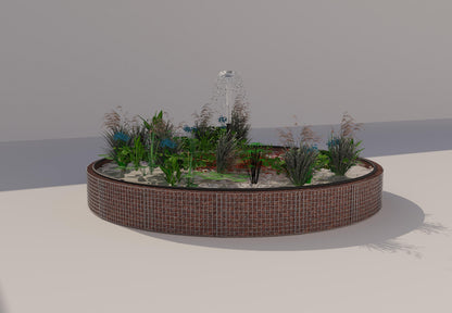 Gabionupphöjd damm, rund, ytterdiameter 442 cm, höjd 50 cm, maskstorlek 5 x 5 cm, väggtjocklek 15 cm