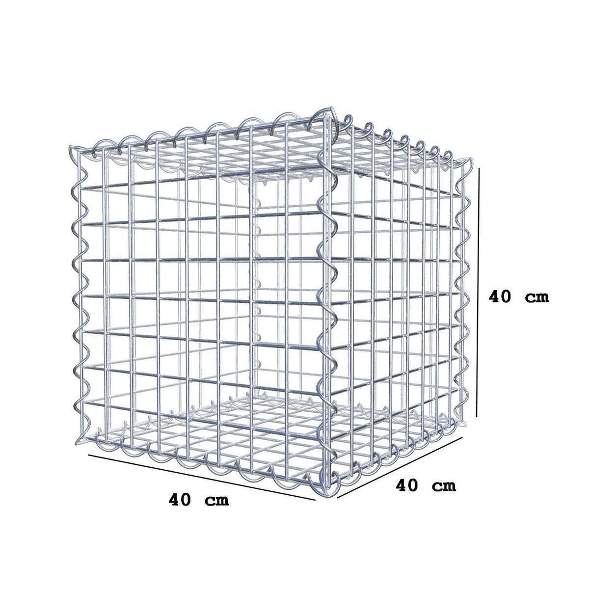 Gabion 40 cm x 40 cm x 40 cm (L x H x P), mailles 5 cm x 5 cm, spirale