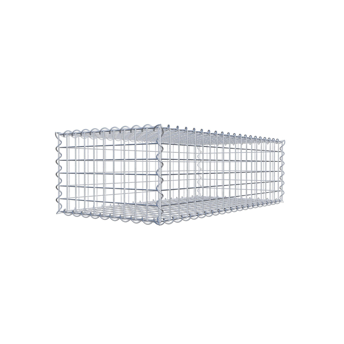 Schanskorf 100 cm x 30 cm x 50 cm (L x H x D), maaswijdte 5 cm x 5 cm, spiraalvormig