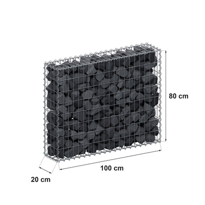 Gabion 100 cm x 80 cm x 20 cm (L x H x P), mailles 5 cm x 10 cm, spirale