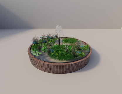 Gabion verhoogde vijver rond, buitendiameter 412 cm, hoogte 50 cm, maaswijdte 5 x 5 cm, wanddikte 15 cm