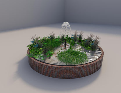 Gabion-hævedam rund, ydre diameter 382 cm, højde 50 cm, maskestørrelse 5 x 5 cm, vægtykkelse 15 cm