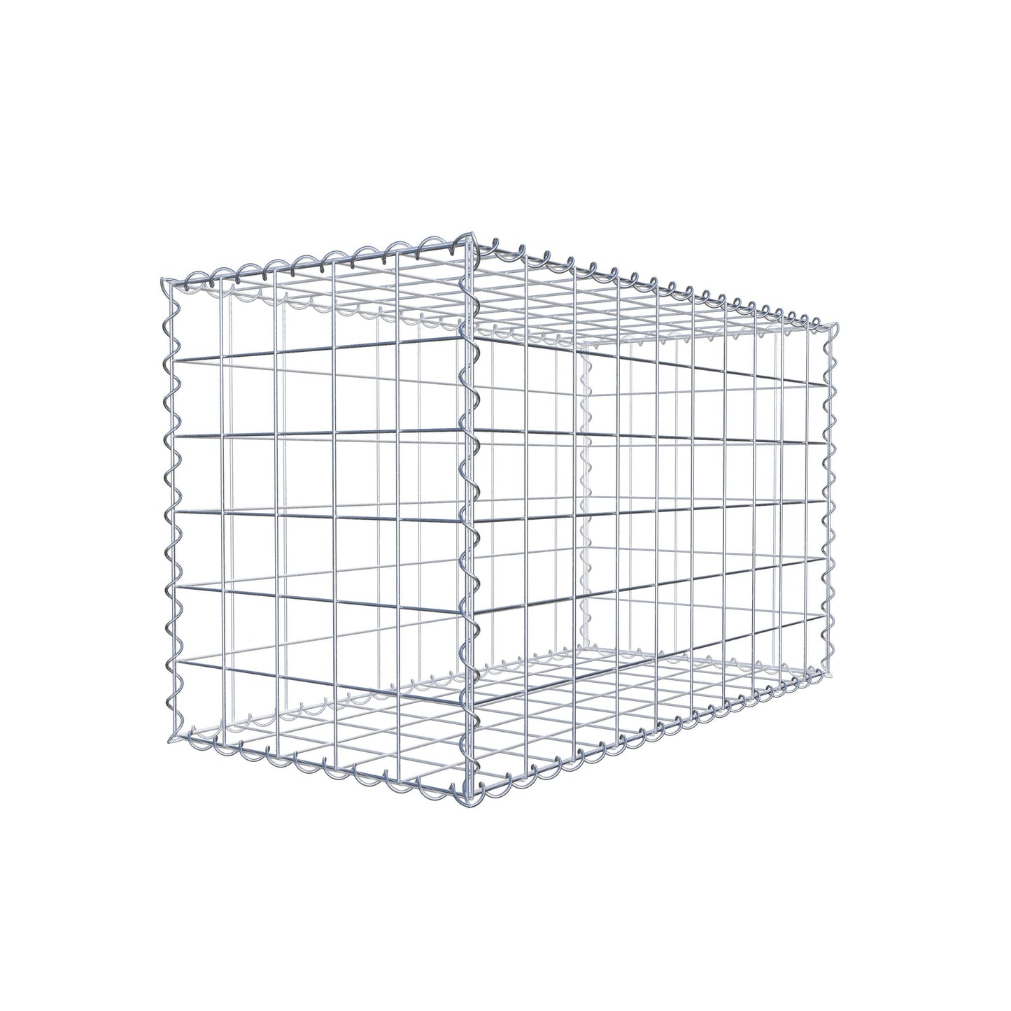 Schanskorf 100 cm x 60 cm x 50 cm (L x H x D), maaswijdte 10 cm x 10 cm, spiraalvormig