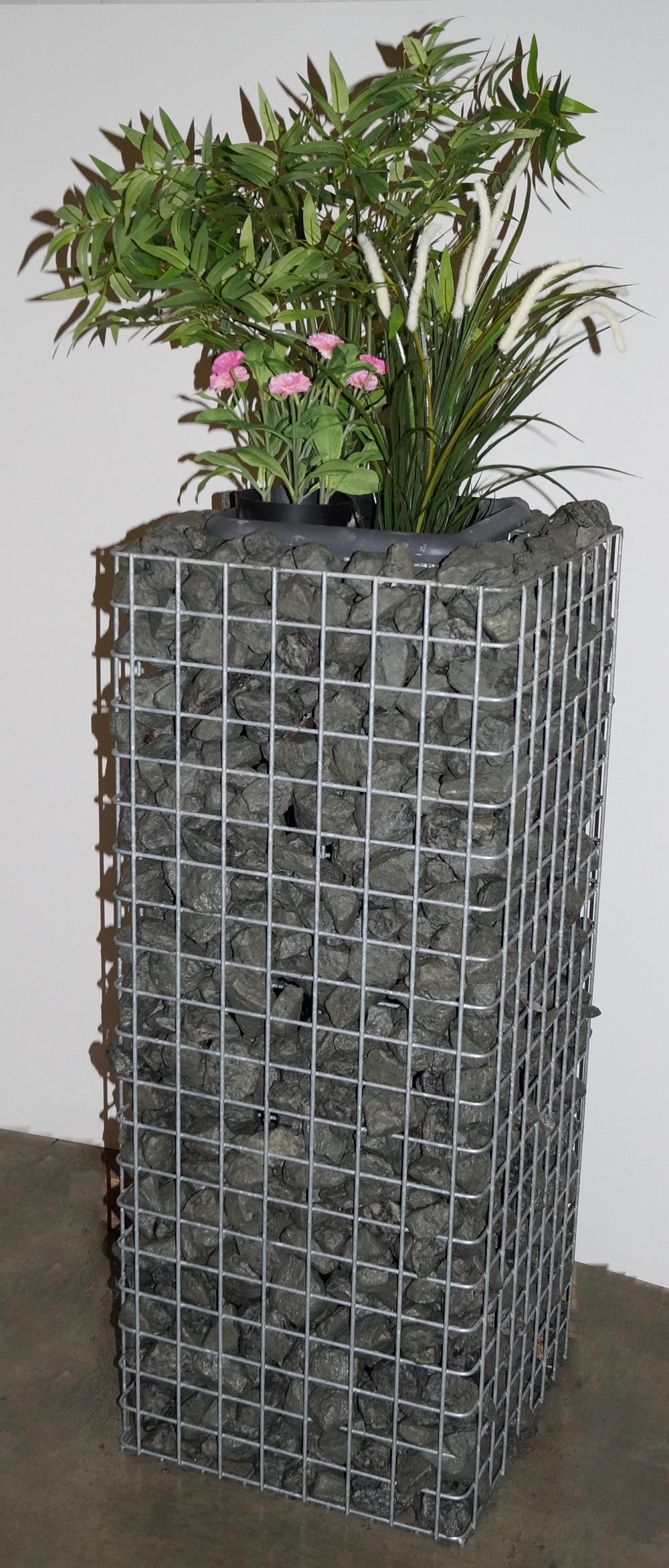 Blumensäule Höhe 102 cm Grundfläche 42 x 42 cm MW 5 x 5 cm, feuerverzi – GABIONA