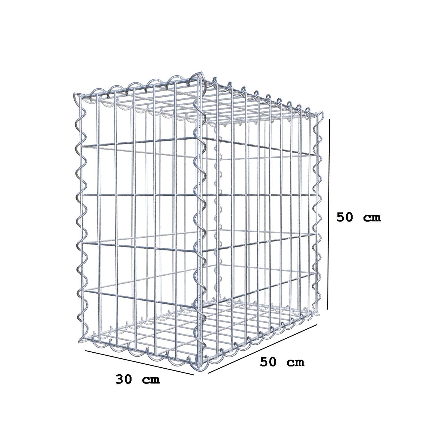 Schanskorf 50 cm x 50 cm x 30 cm (L x H x D), maaswijdte 5 cm x 10 cm, spiraal