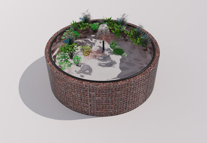 Gabion-dam, rund, ydre diameter 232 cm, højde 80 cm, maskestørrelse 5 x 5 cm, vægtykkelse 15 cm