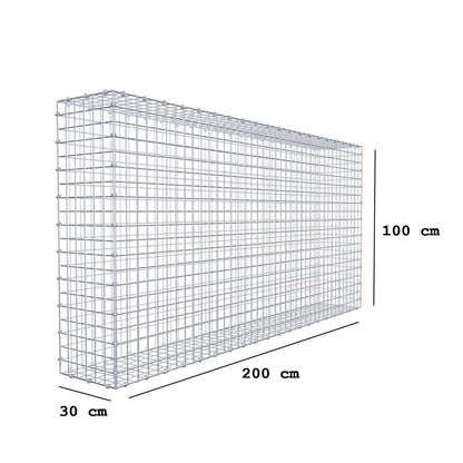 Gabione 200 cm x 100 cm x 30 cm (L x H x T), Maschenweite 5 x 5 cm, Spiralring