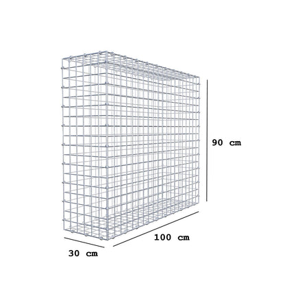 Gabbione 100 cm x 90 cm x 30 cm (L x H x P), maglia 5 x 5 cm, anello a spirale