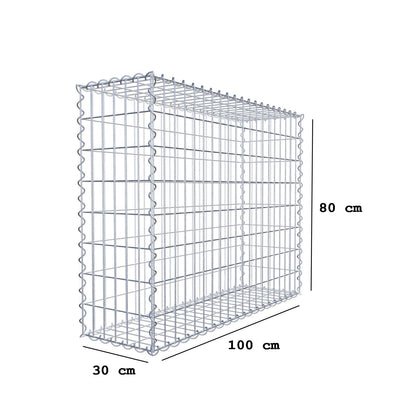 Gabione 100 cm x 80 cm x 30 cm (L x H x T), Maschenweite 5 cm x 10 cm, Spirale