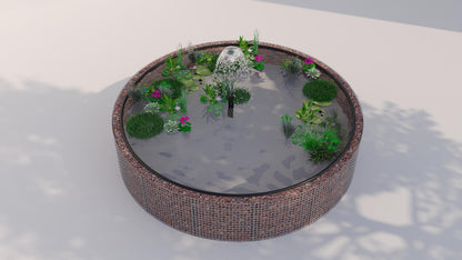 Gabion-dam, rund, ydre diameter 202 cm, højde 80 cm, maskestørrelse 5 x 5 cm, vægtykkelse 15 cm