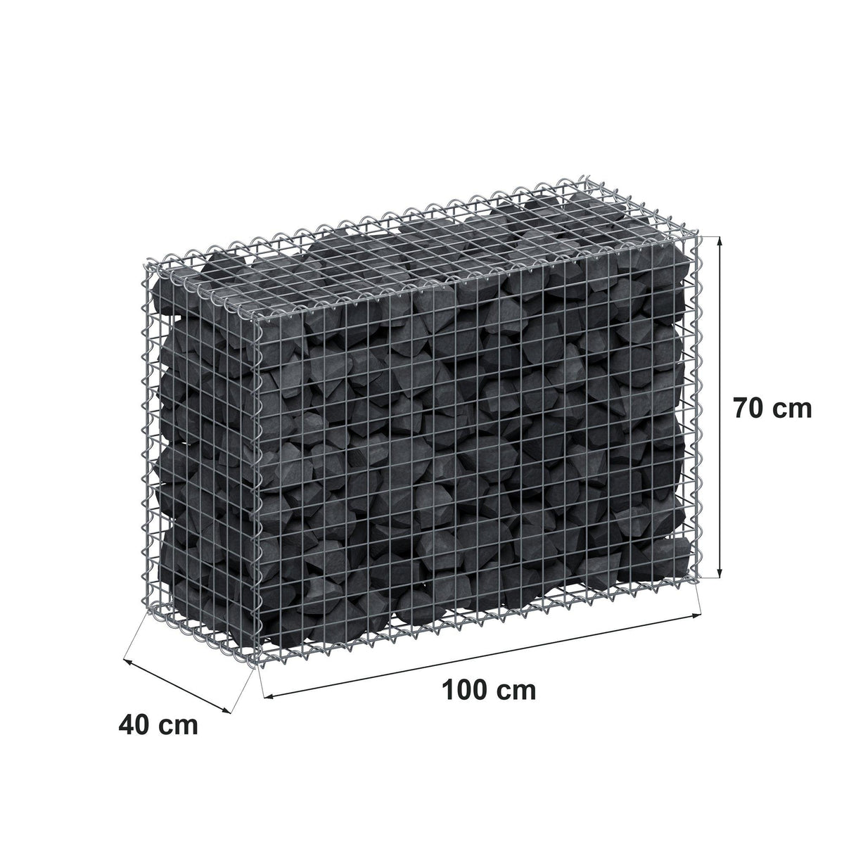 Gabion 100 cm x 70 cm x 40 cm (L x H x P), mailles 5 cm x 5 cm, spirale