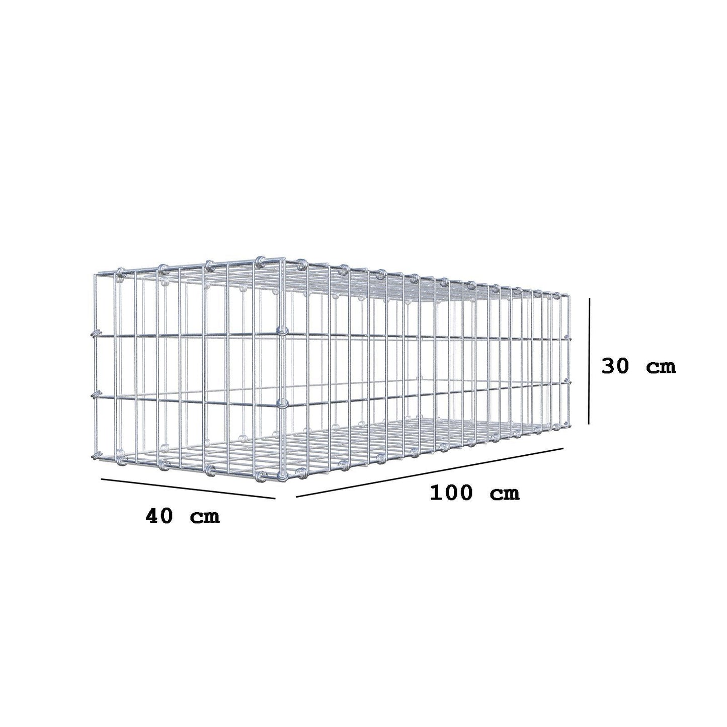 Schanskorf 100 cm x 30 cm x 40 cm (L x H x D), maaswijdte 5 x 10 cm, spiraalring