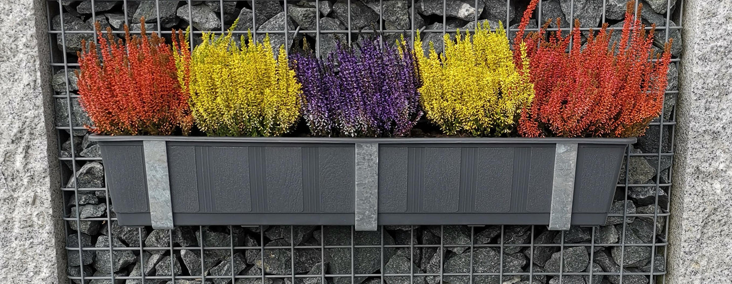 Verzinkte bloembakhouder in een set van 3 inclusief bloempot, voor schanskorven MW 5 x 5