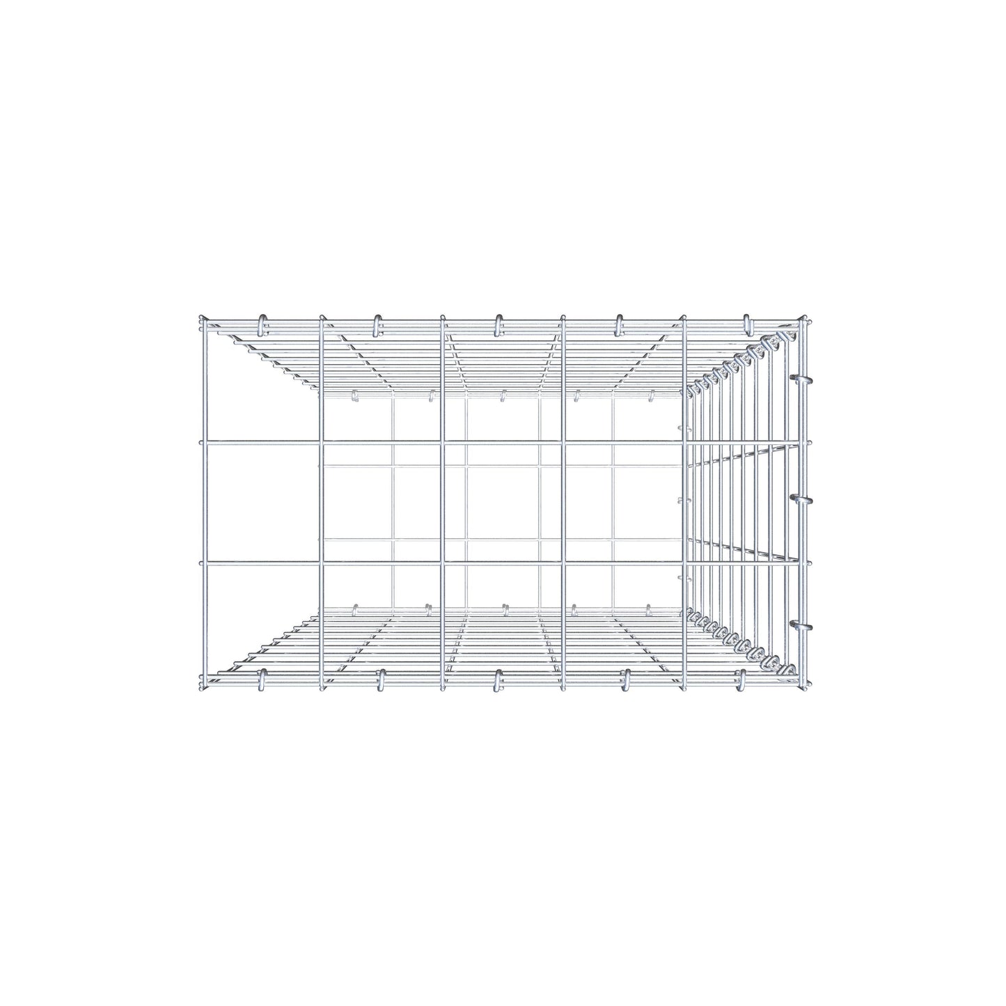 Mounted gabion type 2 100 cm x 50 cm x 30 cm (L x H x D), mesh size 10 cm x 10 cm, C-ring