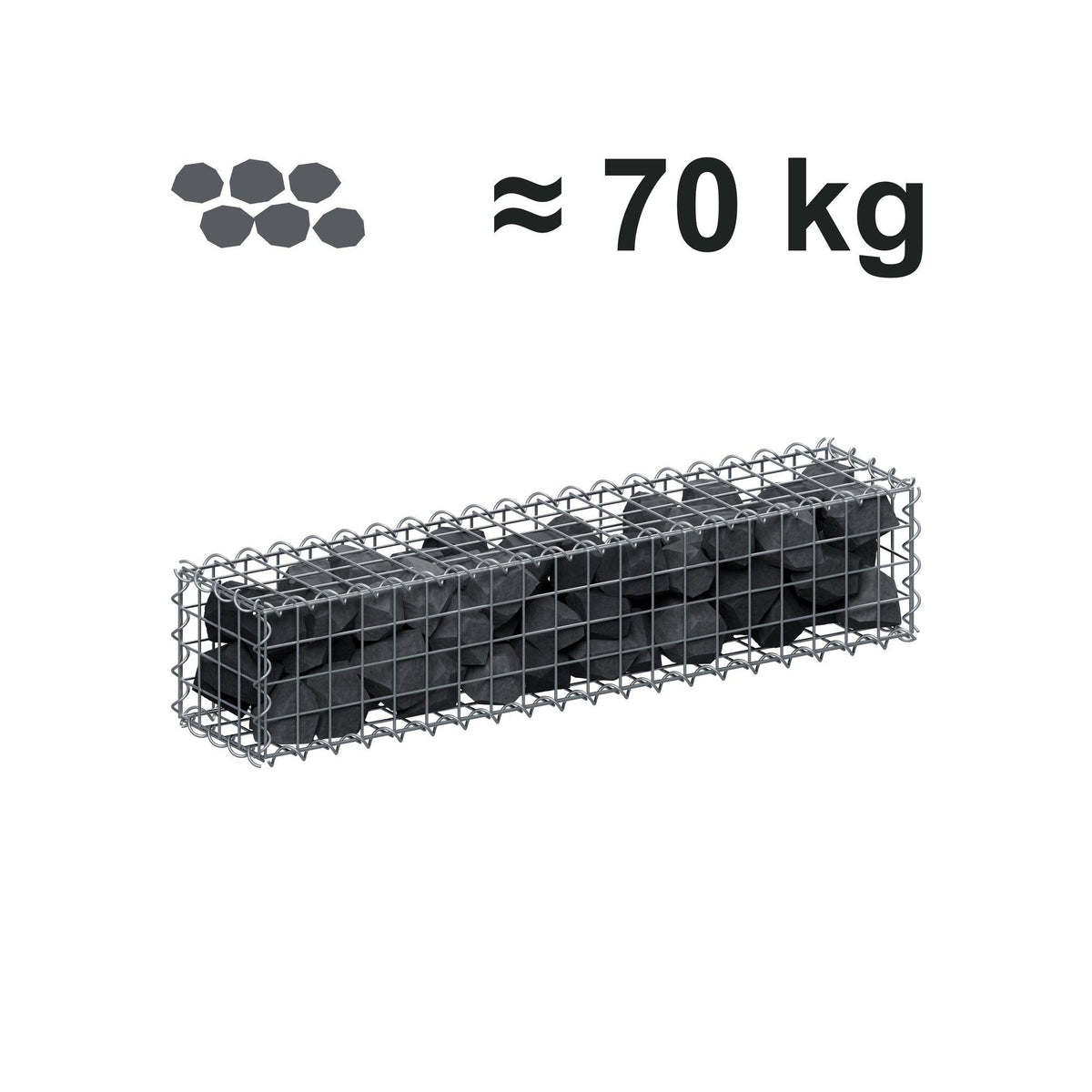 Gabion 100 cm x 20 cm x 20 cm (L x H x P), mailles 5 cm x 5 cm, spirale