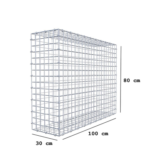 Gabbione 100 cm x 80 cm x 30 cm (L x H x P), maglia 5 x 5 cm, anello a spirale