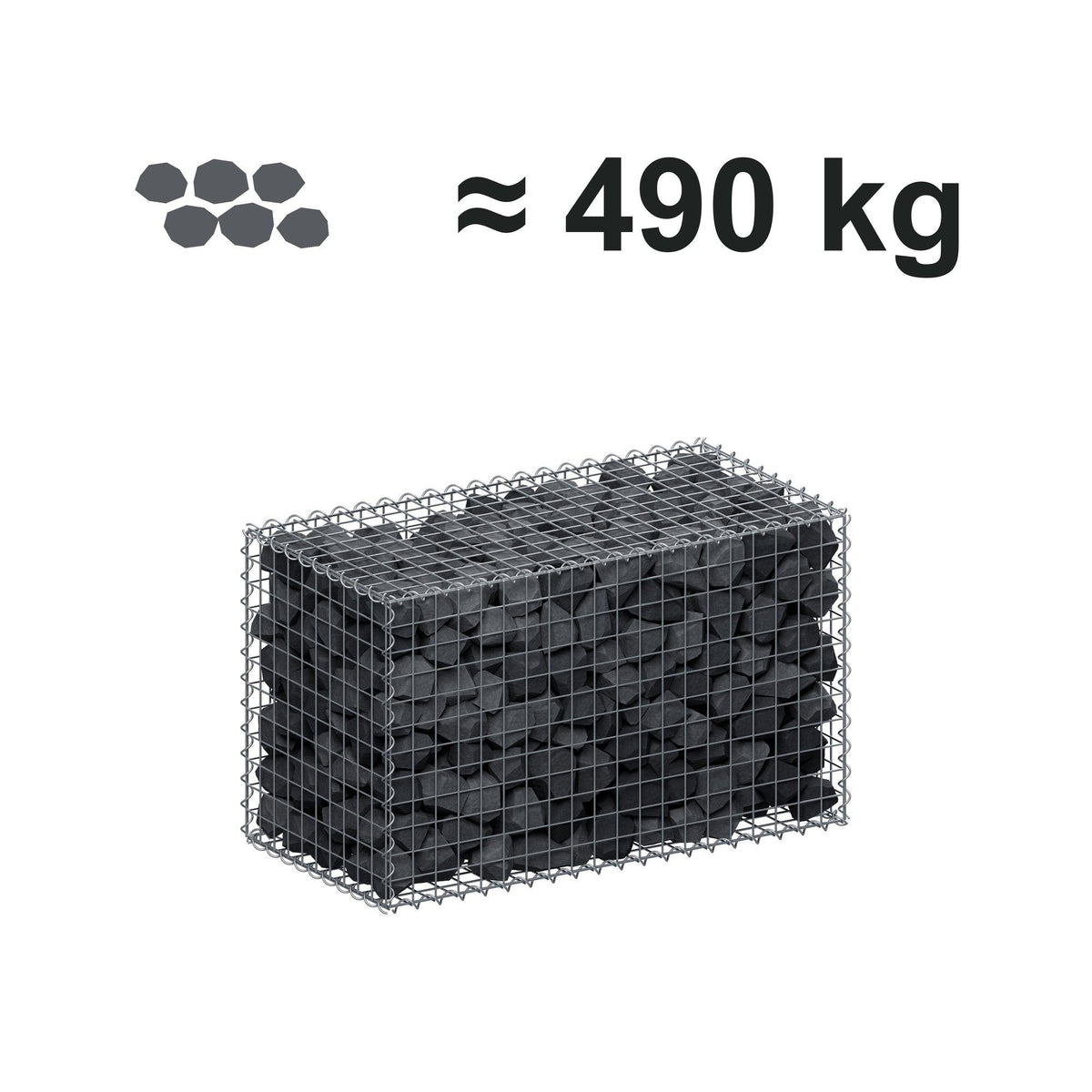 Gabion 100 cm x 60 cm x 50 cm (L x H x D), maskestørrelse 5 cm x 5 cm, spiral