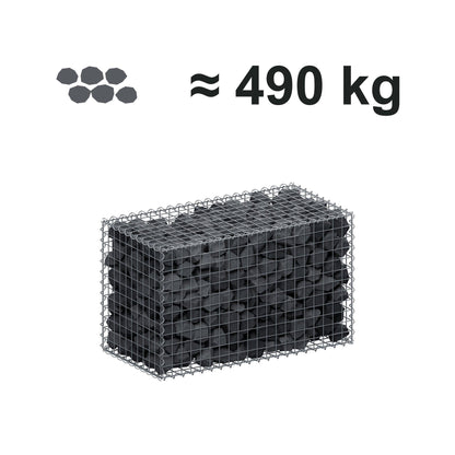 Gabion 100 cm x 60 cm x 50 cm (L x H x D), maskestørrelse 5 cm x 5 cm, spiral