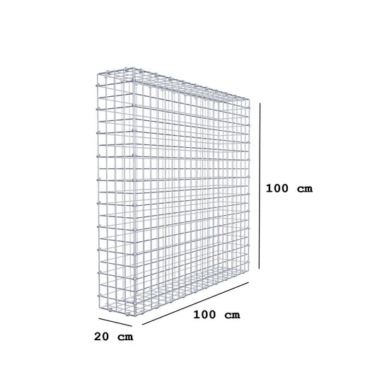 Gabbione 100 cm x 100 cm x 20 cm (L x H x P), maglia 5 x 5 cm, anello a spirale