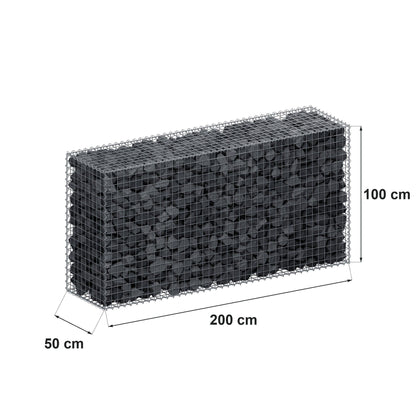 Gabione 200 cm x 100 cm x 50 cm (L x H x T), Maschenweite 5 cm x 5 cm, Spirale