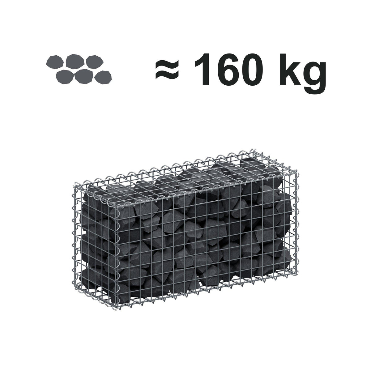 Schanskorf 80 cm x 40 cm x 30 cm (L x H x D), maaswijdte 5 cm x 5 cm, spiraalvormig