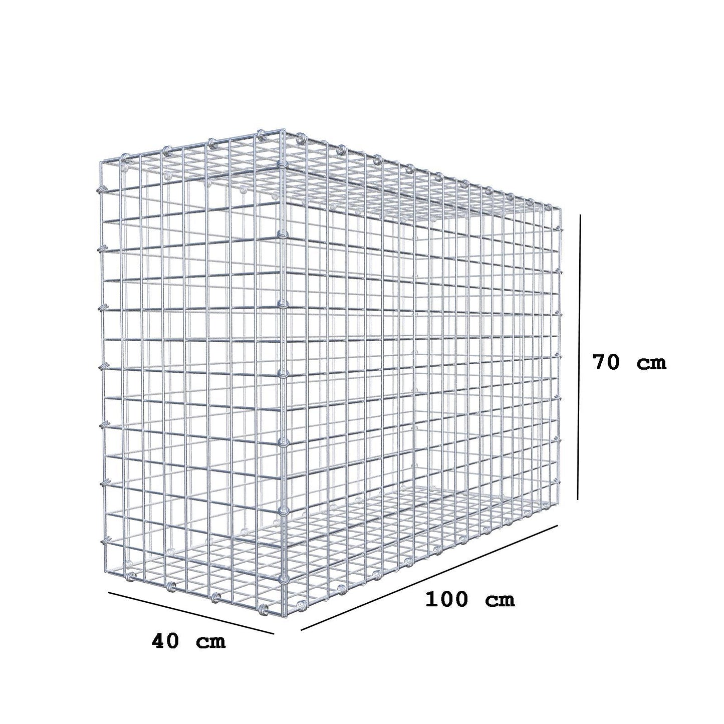 Gabbione 100 cm x 70 cm x 40 cm (L x H x P), maglia 5 x 5 cm, anello a spirale