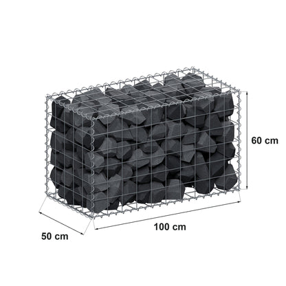 Gabione 100 cm x 60 cm x 50 cm (L x H x T), Maschenweite 10 cm x 10 cm, Spirale