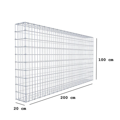 Gabione 200 cm x 100 cm x 20 cm (L x H x T), Maschenweite 5 x 10 cm, Spiralring