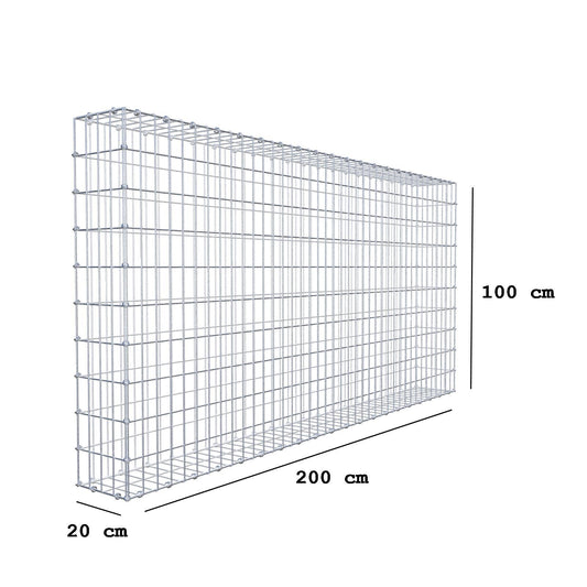 Gavión 200 cm x 100 cm x 20 cm (L x A x P), luz de malla 5 x 10 cm, anillo en espiral
