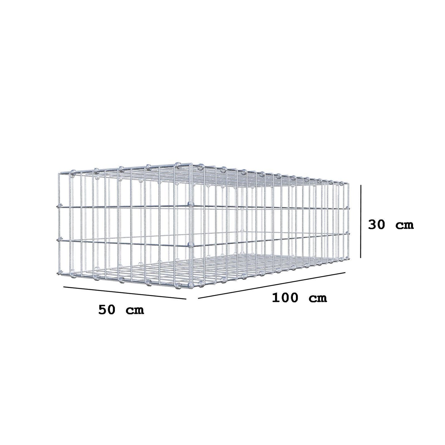 Gabione 100 cm x 30 cm x 50 cm (L x H x T), Maschenweite 5 x 10 cm, Spiralring