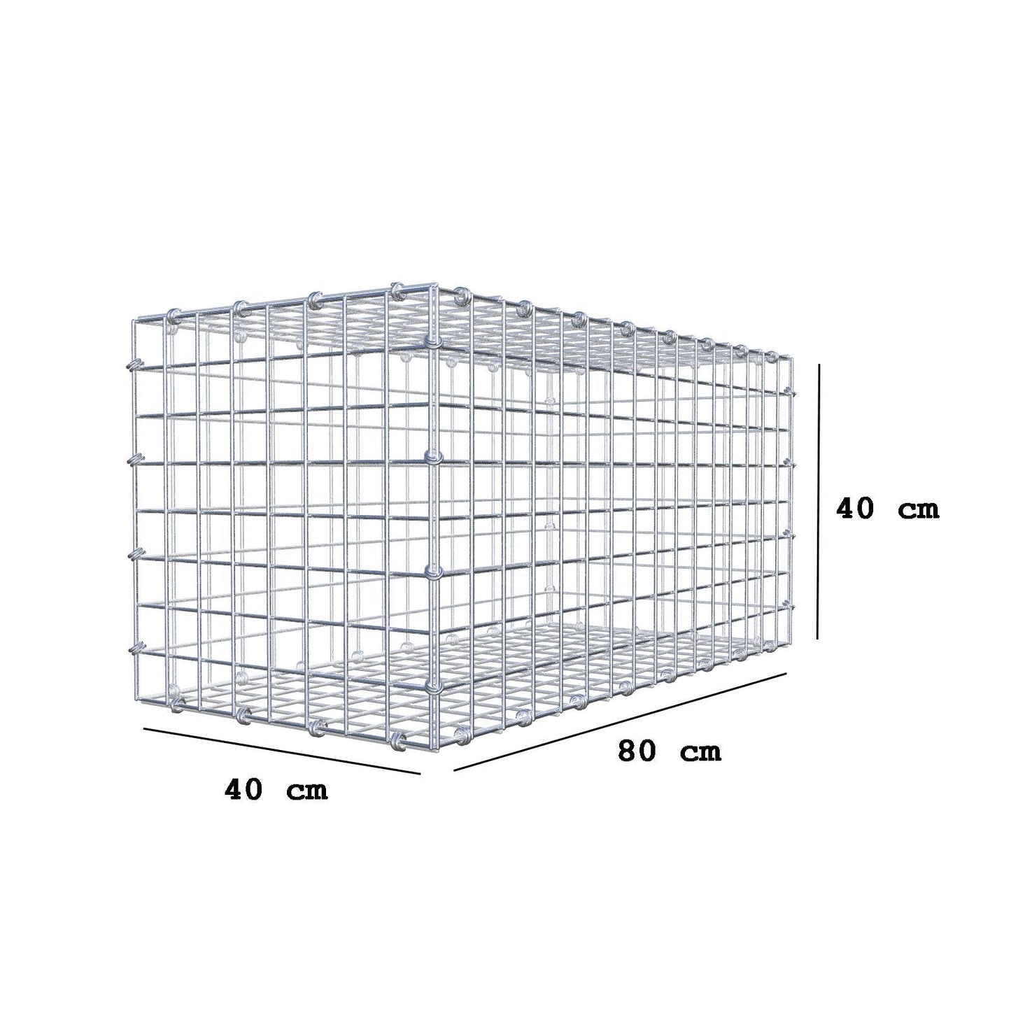 Gabione 80 cm x 40 cm x 40 cm (L x H x T), Maschenweite 5 x 5 cm, Spiralring
