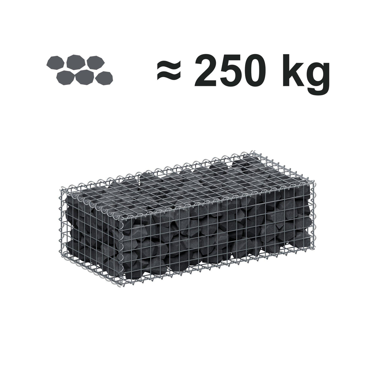 Schanskorf 100 cm x 30 cm x 50 cm (L x H x D), maaswijdte 5 cm x 5 cm, spiraalvormig