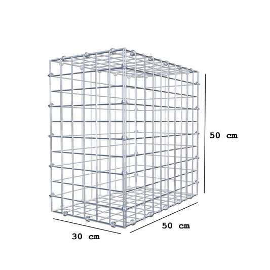 Gabbione 50 cm x 50 cm x 30 cm (L x H x P), maglia 5 x 5 cm, anello a spirale