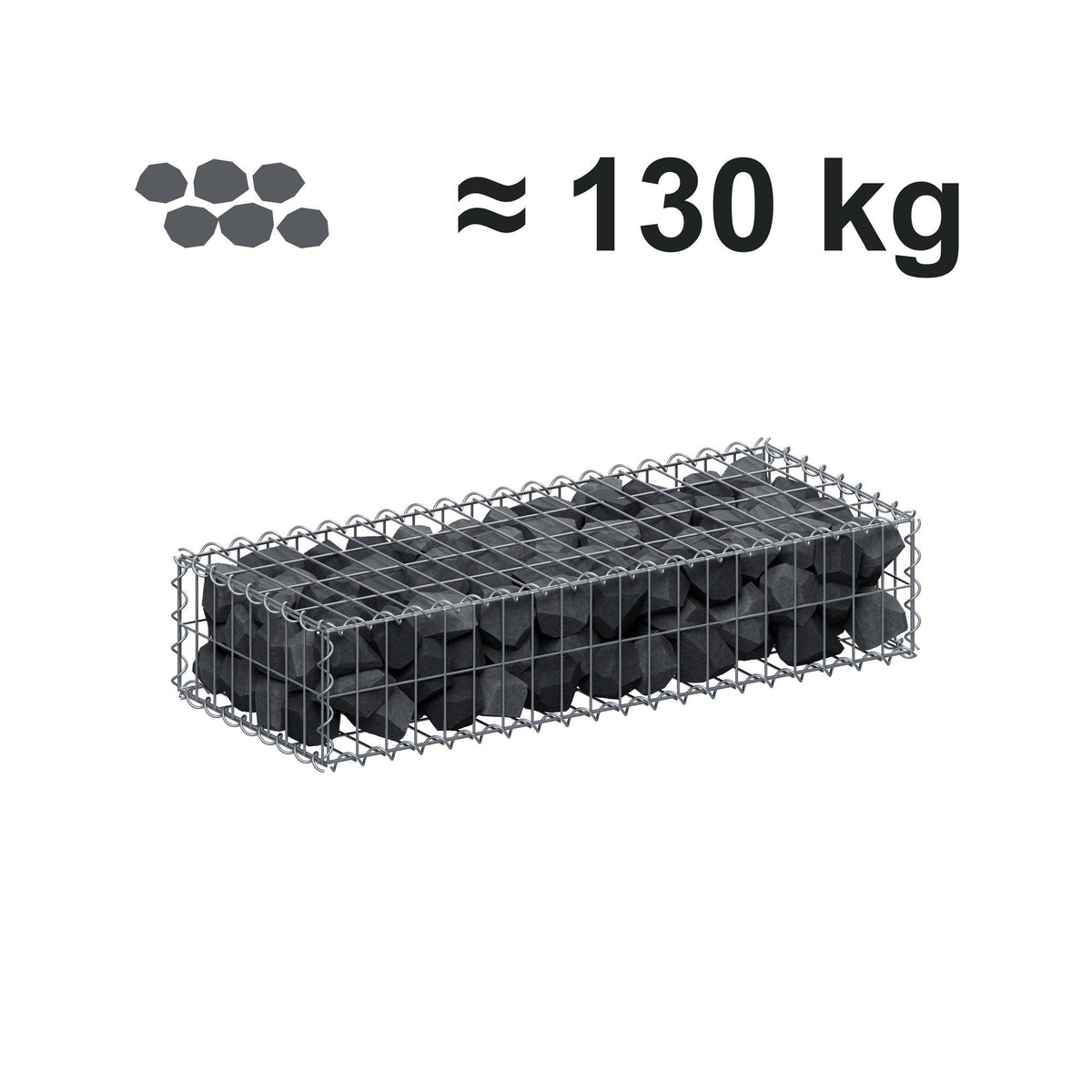Gabione 100 cm x 20 cm x 40 cm (L x H x T), Maschenweite 5 cm x 10 cm, Spirale