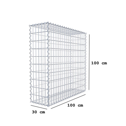Gabion 100 cm x 100 cm x 30 cm (L x H x D), maskstorlek 5 cm x 10 cm, spiral