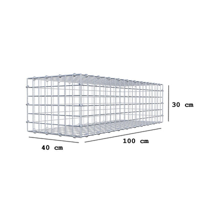 Gabion 100 cm x 30 cm x 40 cm (L x H x D), maskstorlek 5 x 5 cm, spiralring