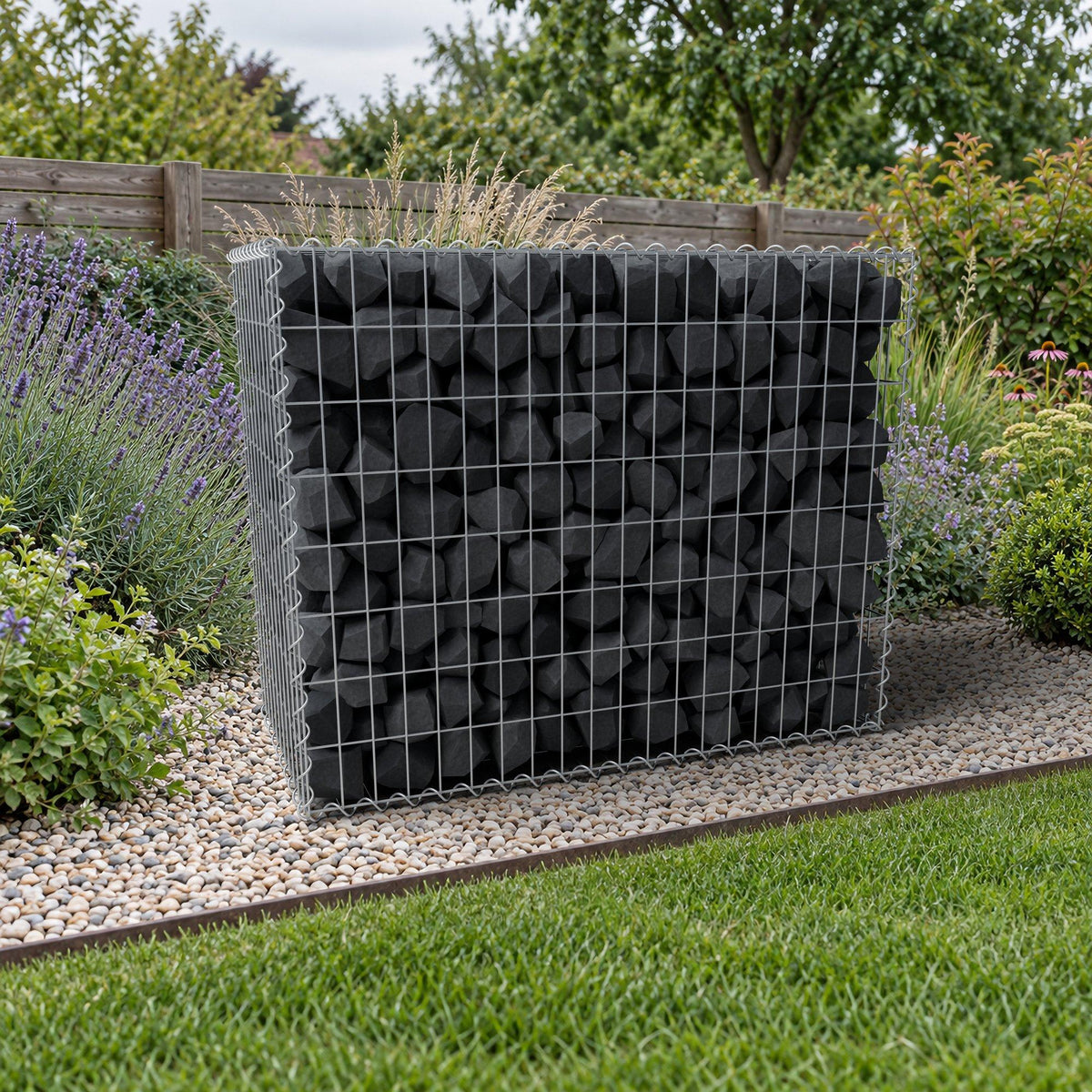 Gabion 100 cm x 80 cm x 50 cm (L x H x D), maskestørrelse 5 cm x 10 cm, spiral