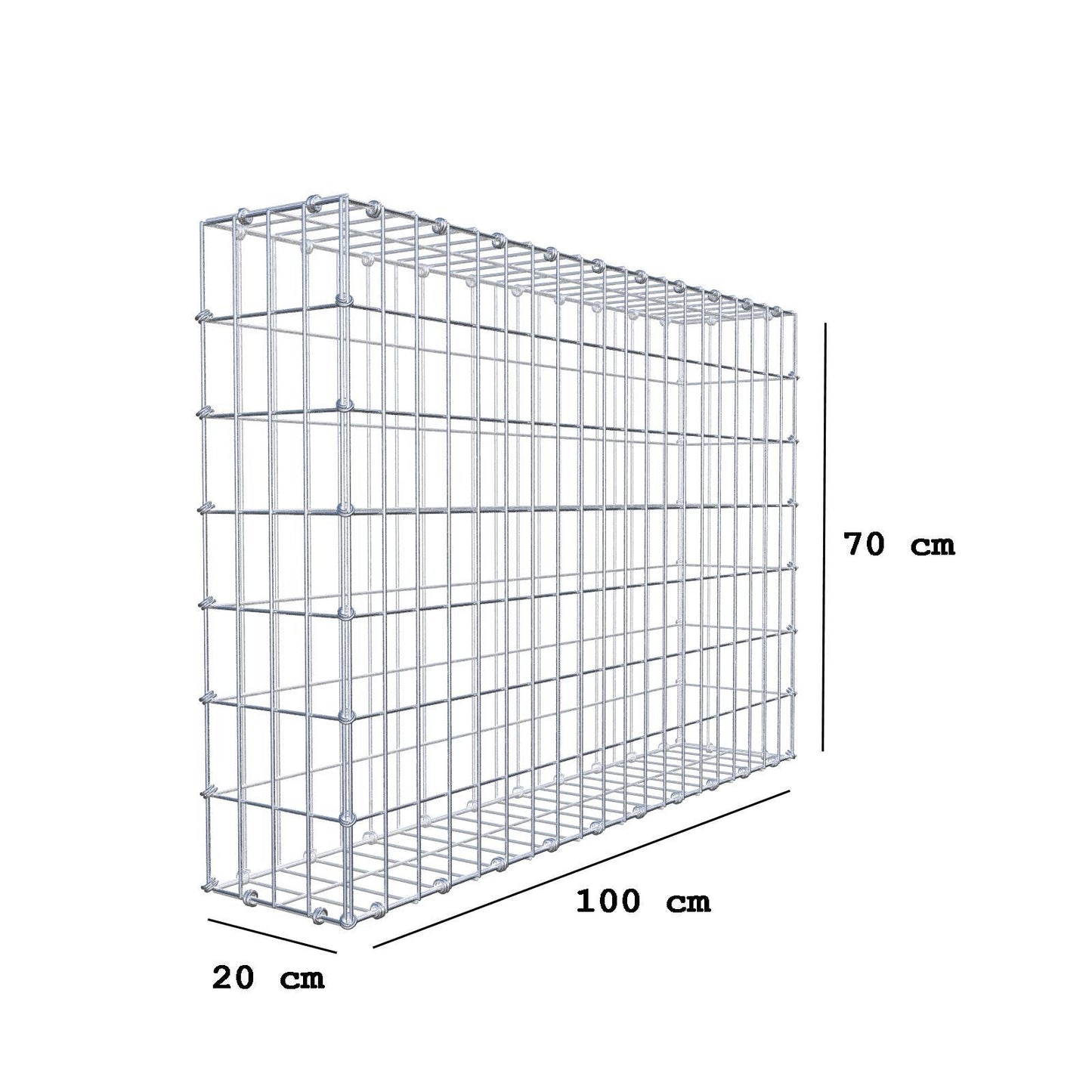 Schanskorf 100 cm x 70 cm x 20 cm (L x H x D), maaswijdte 5 x 10 cm, spiraalring