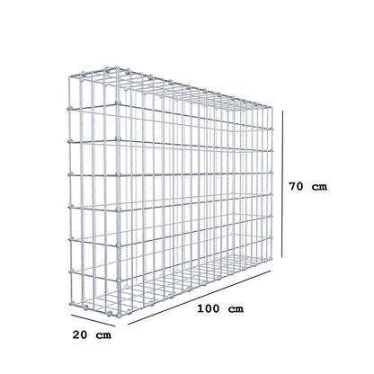 Schanskorf 100 cm x 70 cm x 20 cm (L x H x D), maaswijdte 5 x 10 cm, spiraalring