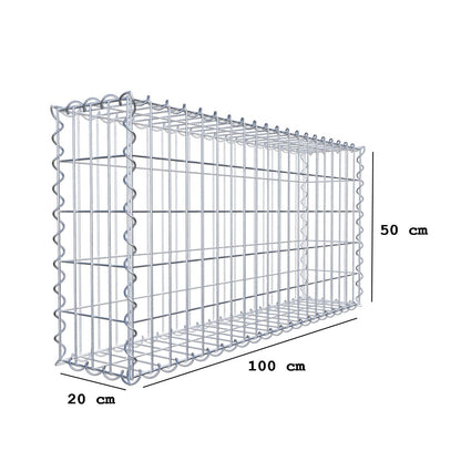Gabbione 100 cm x 50 cm x 20 cm (L x H x P), maglia 5 cm x 10 cm, spirale