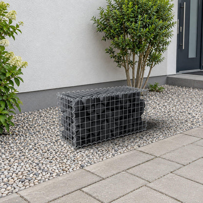 Schanskorf 80 cm x 40 cm x 30 cm (L x H x D), maaswijdte 5 cm x 5 cm, spiraalvormig