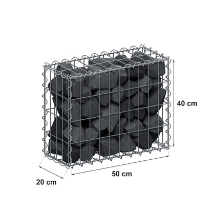 Gabion 50 cm x 40 cm x 20 cm (L x H x D), maskestørrelse 5 cm x 10 cm, spiral