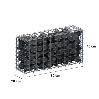 Gabion 80 cm x 40 cm x 20 cm (L x H x P), mailles 5 cm x 5 cm, spirale