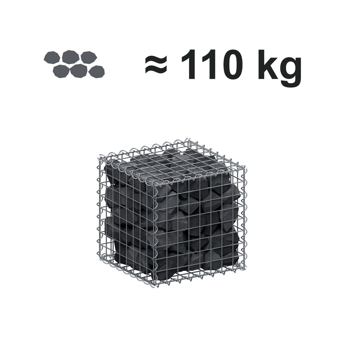 Gabion 40 cm x 40 cm x 40 cm (L x H x P), mailles 5 cm x 5 cm, spirale